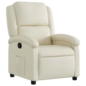 Fauteuil verstelbaar kunstleer crèmekleurig Fauteuil verstelbaar kunstleer crèmekleurig
