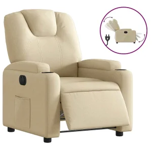 Fauteuil verstelbaar elektrisch stof crèmekleurig Fauteuil verstelbaar elektrisch stof crèmekleurig