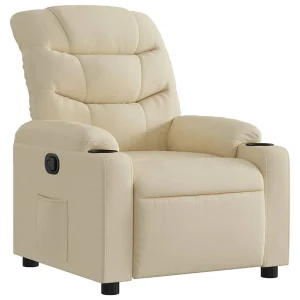Fauteuil verstelbaar stof crèmekleurig Fauteuil verstelbaar stof crèmekleurig
