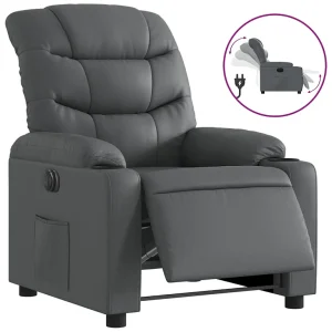 Fauteuil verstelbaar elektrisch kunstleer grijs