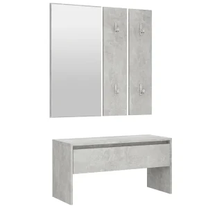 Garderobe set bewerkt hout betongrijs Garderobe set bewerkt hout betongrijs