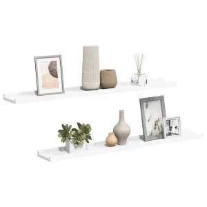 Fotoplanken 2 st 80x9x3 cm MDF wit Fotoplanken 2 st 80x9x3 cm MDF wit