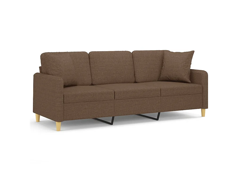 Driezitsbank met sierkussens 180 cm stof bruin
