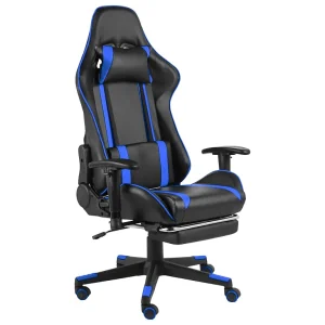 Gamestoel draaibaar met voetensteun PVC blauw Gamestoel draaibaar met voetensteun PVC blauw