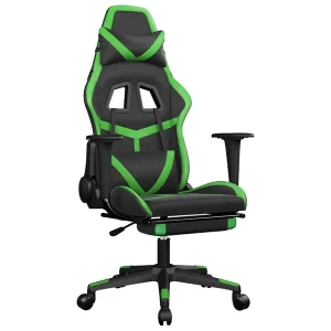 Gamestoel met voetensteun kunstleer zwart en groen Gamestoel met voetensteun kunstleer zwart en groen