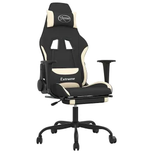 Gamestoel met voetensteun en massagefunctie stof zwart en rood Gamestoel met voetensteun en massagefunctie stof zwart en rood