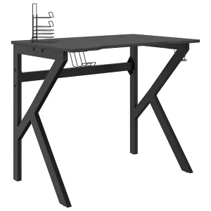 Gamingbureau met K-vormige poten 90x60x75 cm zwart Gamingbureau met K-vormige poten 90x60x75 cm zwart