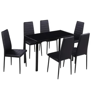Eetkamerset 7-delig zwart Eetkamerset 7-delig zwart