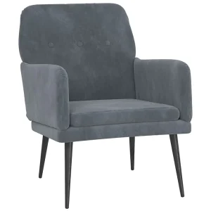 Fauteuil 62x79x79 cm fluweel donkergrijs Fauteuil 62x79x79 cm fluweel donkergrijs
