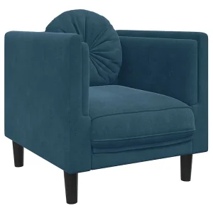 Fauteuil met kussen fluweel blauw Fauteuil met kussen fluweel blauw