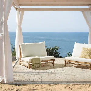 Set van 2 stoelen met zitkussen TODI Bamboehout Gebroken wit