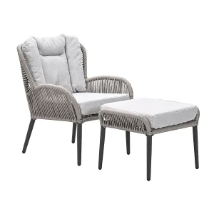 Garden Impressions Bentong loungestoel incl voetenbank – taupe Garden Impressions Bentong loungestoel incl voetenbank – taupe