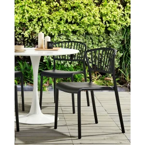 Set van 4 tuinstoelen GELA Zwart Set van 4 tuinstoelen GELA Zwart