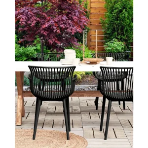 Set van 4 tuinstoelen PESARO Zwart Set van 4 tuinstoelen PESARO Zwart