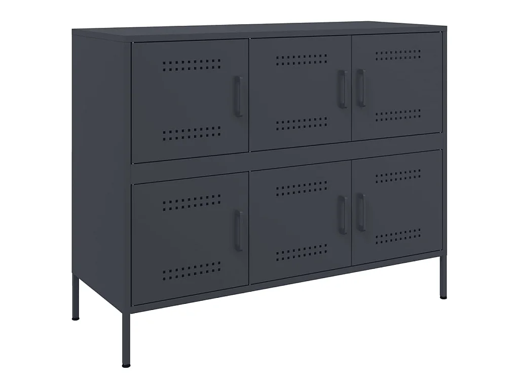 Dressoir 100,5x39x79 cm staal antracietkleurig