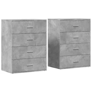 Dressoirs 2 st 60x39x80 cm bewerkt hout betongrijs Dressoirs 2 st 60x39x80 cm bewerkt hout betongrijs