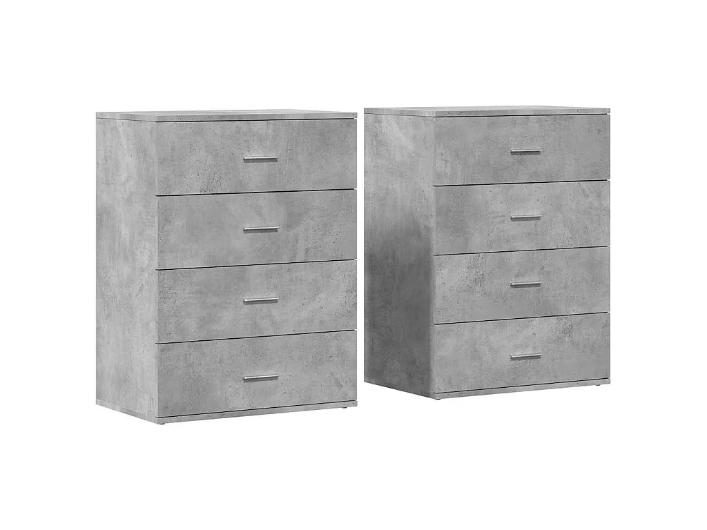 Dressoirs 2 st 60x39x80 cm bewerkt hout betongrijs