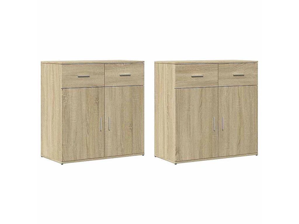 Dressoirs 2 st 79x38x80 cm bewerkt hout sonoma eikenkleurig