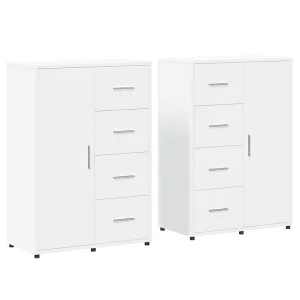 Dressoirs 2 st 60x31x84 cm bewerkt hout wit Dressoirs 2 st 60x31x84 cm bewerkt hout wit