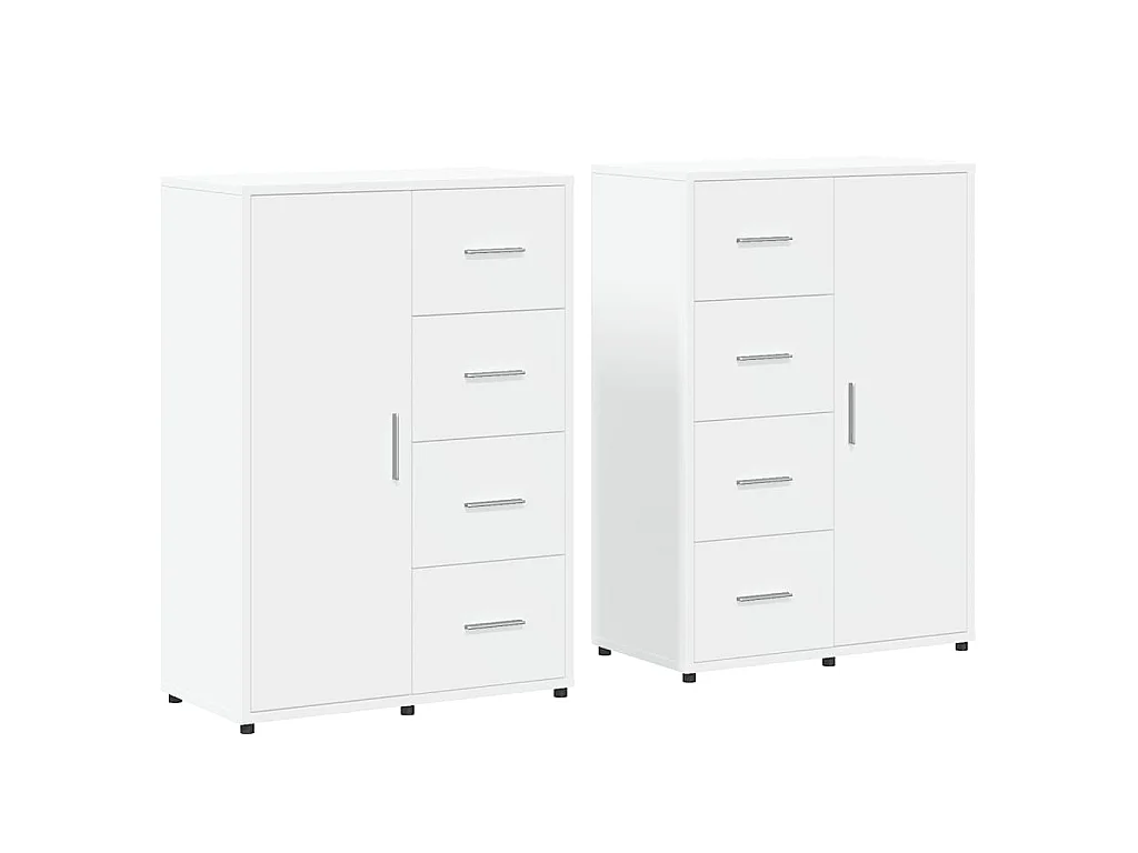 Dressoirs 2 st 60x31x84 cm bewerkt hout wit