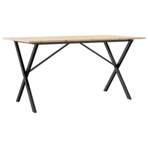 Eettafel X-frame 160x80x75 cm massief grenenhout en staal Eettafel X-frame 160x80x75 cm massief grenenhout en staal
