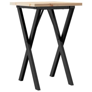 Eettafel X-frame 50x50x75,5 cm massief grenenhout en staal Eettafel X-frame 50x50x75,5 cm massief grenenhout en staal