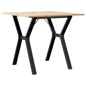 Eettafel Y-frame 80x80x75 cm massief grenenhout en staal Eettafel Y-frame 80x80x75 cm massief grenenhout en staal