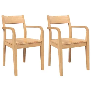 Eetkamerstoelen 2 st massief hout naturel rubber Eetkamerstoelen 2 st massief hout naturel rubber