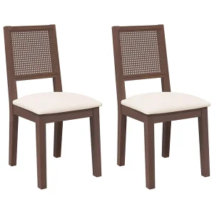 Eetkamerstoelen met kussens 2 st massief hout rubber bruin Eetkamerstoelen met kussens 2 st massief hout rubber bruin