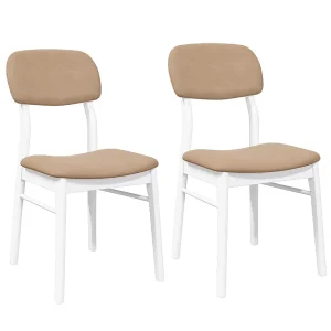 Eetkamerstoelen met kussens 2 st massief hout rubber wit