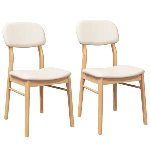 Eetkamerstoelen met kussens 2 st massief hout naturel rubber Eetkamerstoelen met kussens 2 st massief hout naturel rubber
