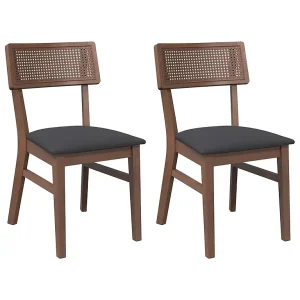 Eetkamerstoelen met kussens 2 st massief hout rubber bruin Eetkamerstoelen met kussens 2 st massief hout rubber bruin