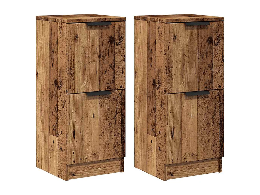 Dressoirs 2 st 30x30x70 cm bewerkt hout oud houtkleurig