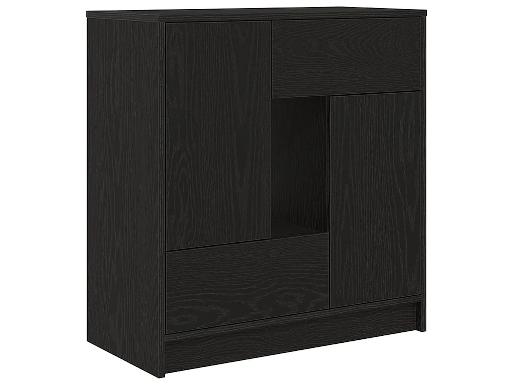 Dressoir met lades en deuren 70,5x34x74,5 cm zwart eikenkleurig