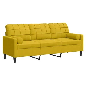 Driezitsbank met sierkussens 180 cm fluweel geel Driezitsbank met sierkussens 180 cm fluweel geel