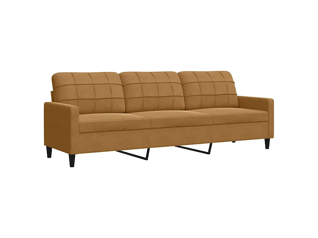 Driezitsbank 210 cm fluweel bruin