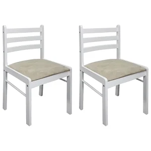Eetkamerstoelen 2 st massief rubberwood en fluweel wit Eetkamerstoelen 2 st massief rubberwood en fluweel wit