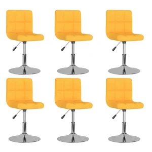 Eetkamerstoelen draaibaar 6 st stof geel