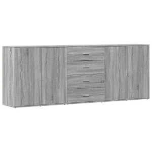 Dressoirs 3 st bewerkt hout grijs sonoma eikenkleurig Dressoirs 3 st bewerkt hout grijs sonoma eikenkleurig