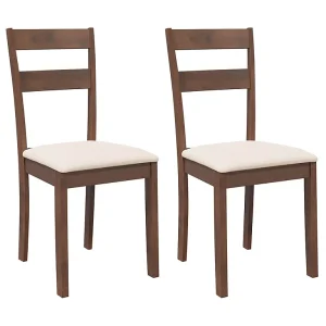 Eetkamerstoelen met kussens 2 st massief hout rubber bruin Eetkamerstoelen met kussens 2 st massief hout rubber bruin