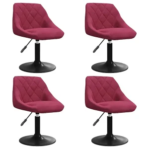 Eetkamerstoelen draaibaar 4 st fluweel wijnrood Eetkamerstoelen draaibaar 4 st fluweel wijnrood
