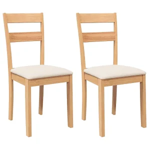 Eetkamerstoelen met kussens 2 st massief hout naturel rubber Eetkamerstoelen met kussens 2 st massief hout naturel rubber