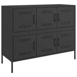 Dressoir 100,5x39x79 cm staal zwart Dressoir 100,5x39x79 cm staal zwart
