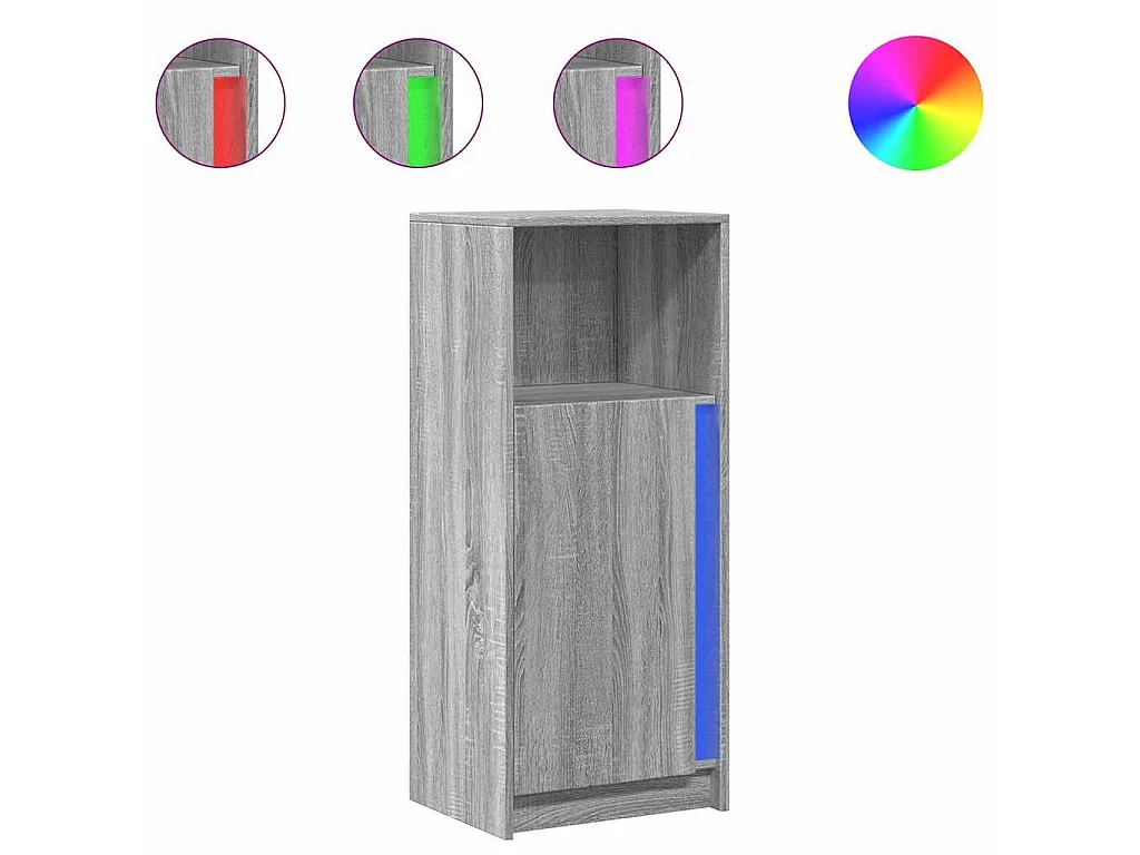 Dressoir met LED 42,5x34x100 cm bewerkt hout grijs sonoma eiken