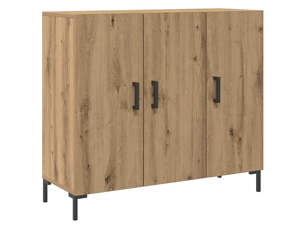 Dressoir 90x34x80 cm bewerkt hout artisanaal eikenkleurig