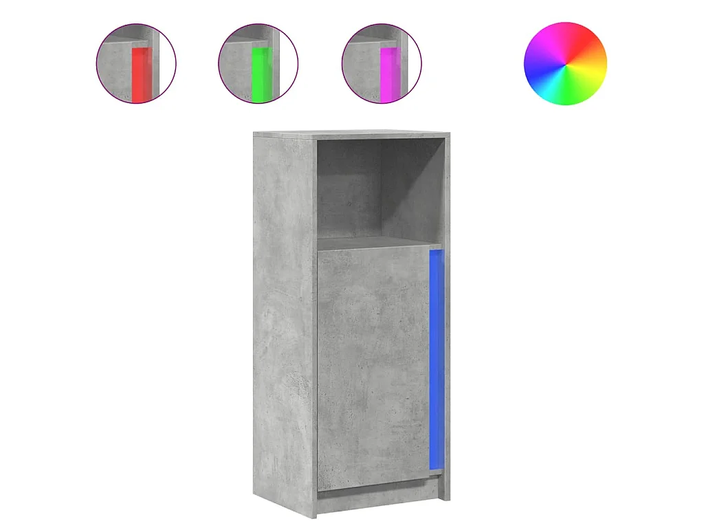 Dressoir met LED 42,5x34x100 cm bewerkt hout betongrijs
