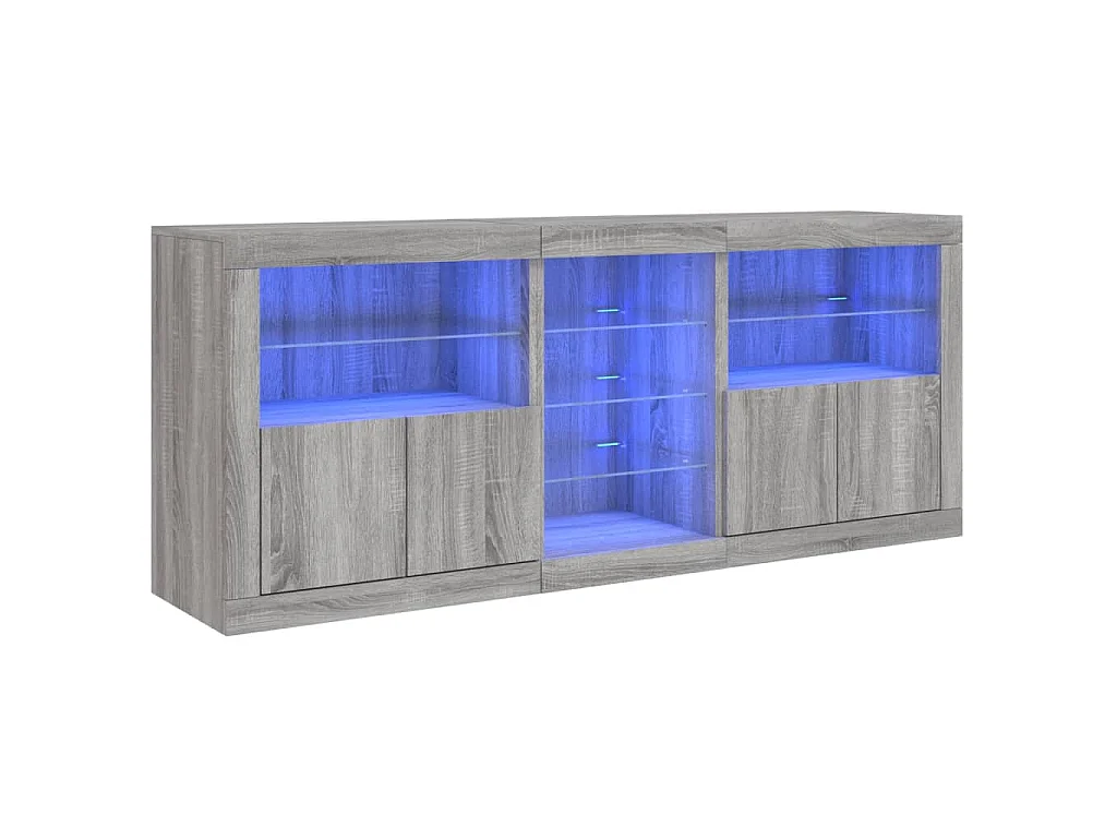 Dressoir met LED-verlichting 162x37x67 cm grijs sonoma