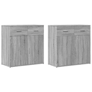 Dressoirs 2 st 79x38x80 cm bewerkt hout grijs sonoma eikenkleur Dressoirs 2 st 79x38x80 cm bewerkt hout grijs sonoma eikenkleur