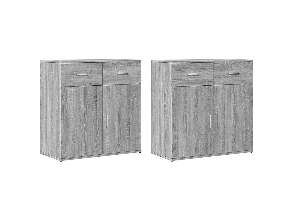 Dressoirs 2 st 79x38x80 cm bewerkt hout grijs sonoma eikenkleur