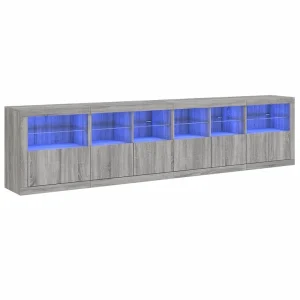 Dressoir met LED-verlichting 283x37x67 cm grijs sonoma eiken Dressoir met LED-verlichting 283x37x67 cm grijs sonoma eiken